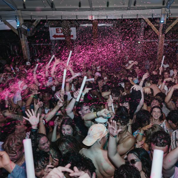 Pink confetti crowd wide, PCB Spring Break 2026