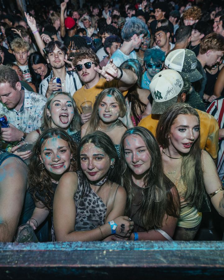 Friends at the front rail