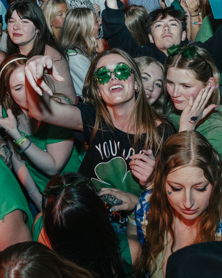 Girl in shamrock glasses