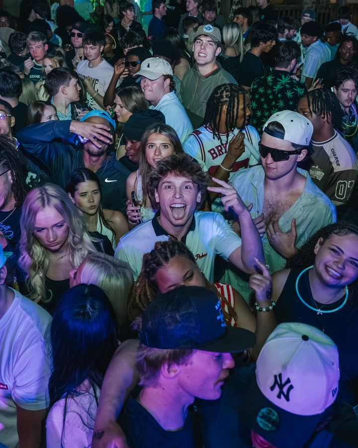 Packed crowd at a Spring Break party